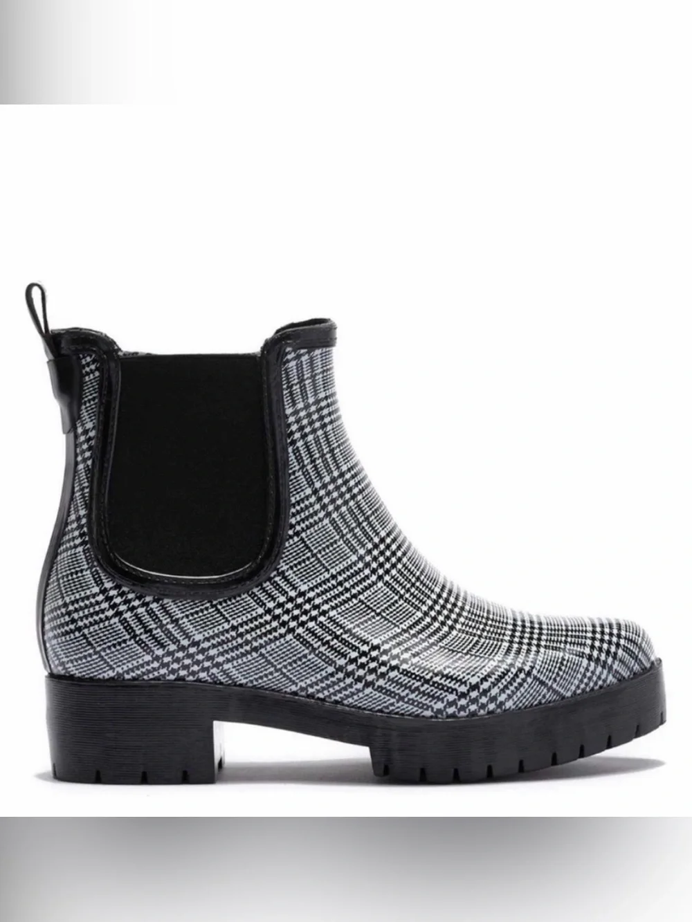 Jeffrey Campbell Chelsea Plaid Ankle Rain Boots Size 8